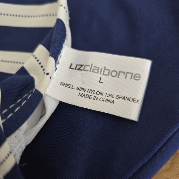 Liz Claiborne Blue & White Striped Bodice Halter Tankini Top L - Picture 5 of 5